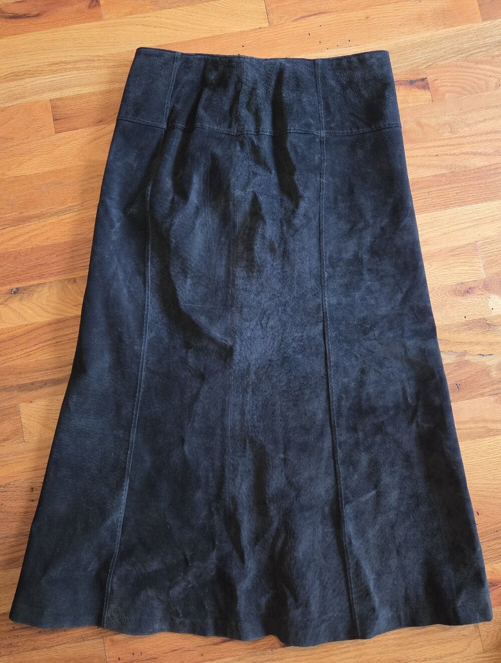 Rafaella Suede Midi Skirt Women's 10 Black A-Line Western